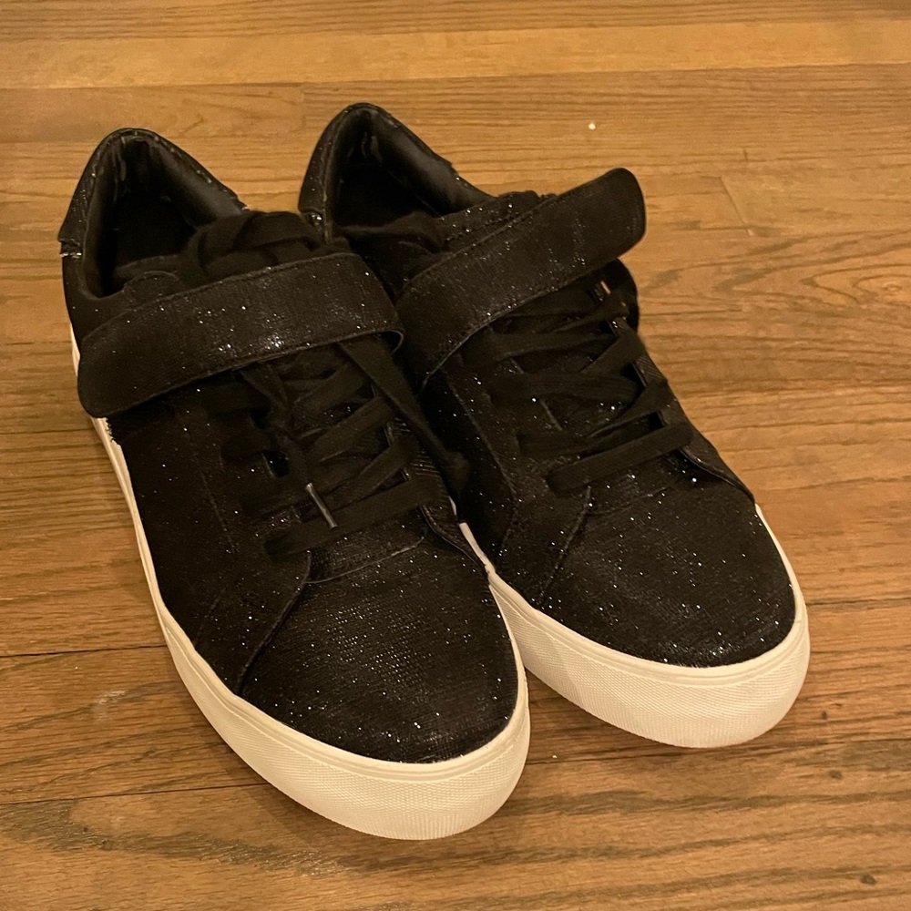 J-Slides Size 10. Sparkly Platform Euc Black/White - image 3